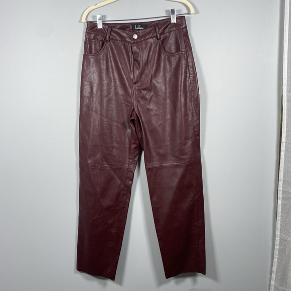 Lulu's Burgundy Leather Leggings - Picture 1 of 6